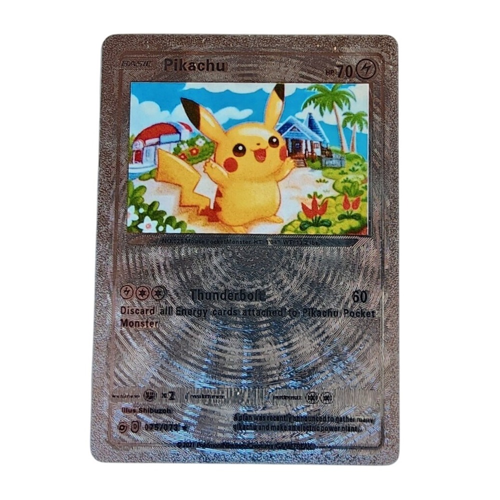 Pokemon Pikachu Silver Metal Card Silver Texture Custom TCG Gamer Collectible